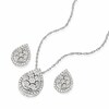 Thumbnail Image 2 of Sterling Silver 0.15ct Diamond Pear Cluster Earring & Pendant Set