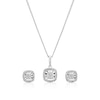 Thumbnail Image 1 of 9ct White Gold 0.20ct Diamond Cushion Illusion Set Necklace & Earrings Set