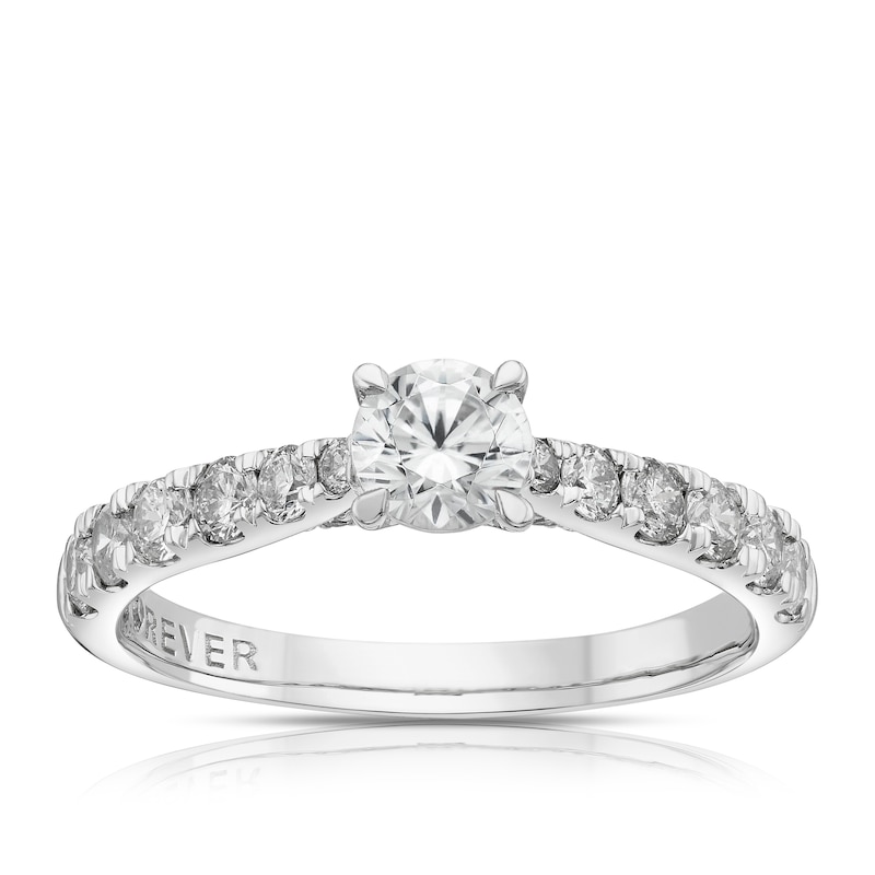 Main Image 1 of The Forever Diamond Platinum 1ct Diamond Solitaire Shoulder Detail Ring