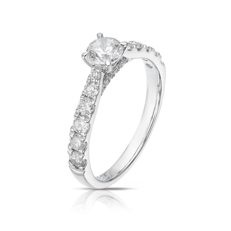 Main Image 2 of The Forever Diamond Platinum 1ct Diamond Solitaire Shoulder Detail Ring