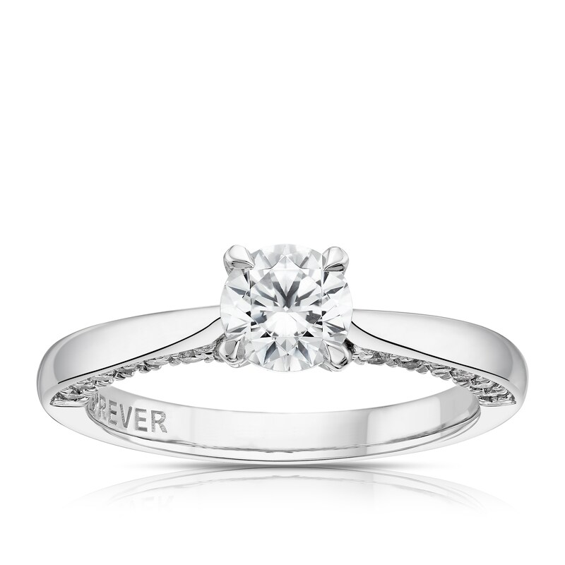Main Image 1 of The Forever Diamond Platinum 1ct Diamond Solitaire Hidden Accent Ring