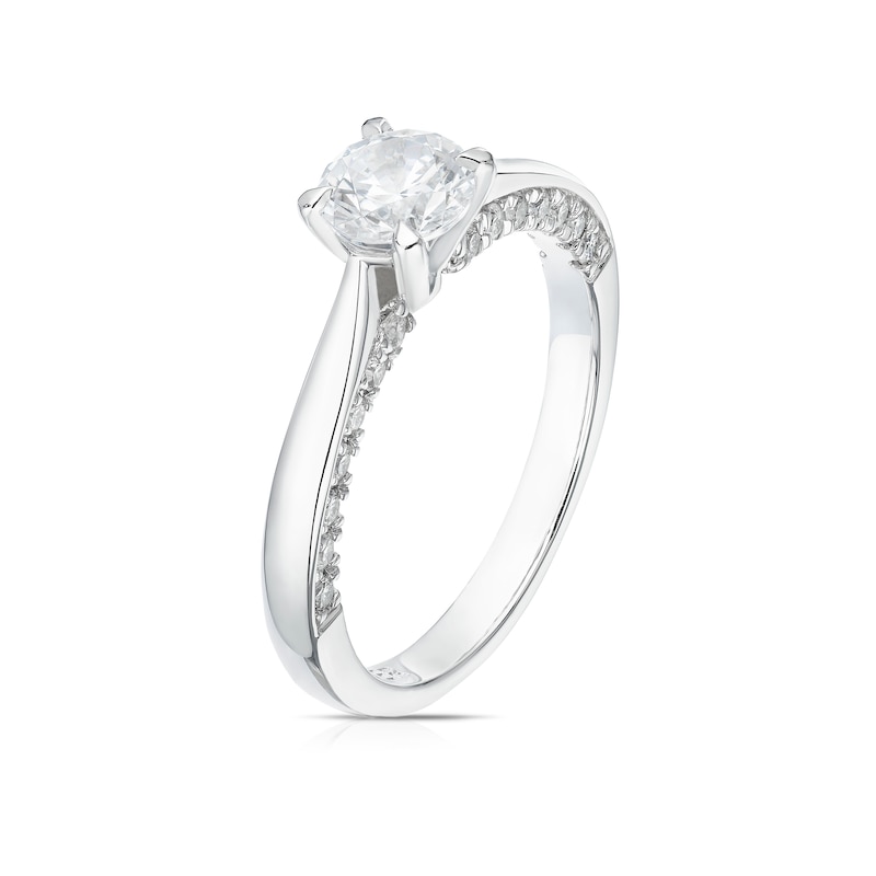 Main Image 2 of The Forever Diamond Platinum 1ct Diamond Solitaire Hidden Accent Ring