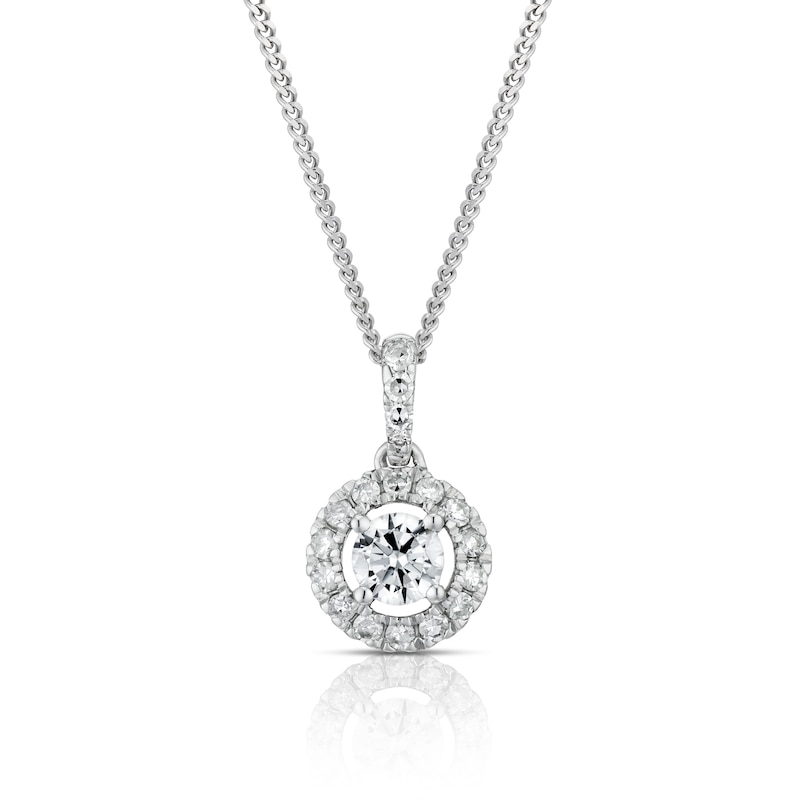 Main Image 1 of The Forever Diamond 9ct White Gold 0.25ct Diamond Halo Pendant Necklace