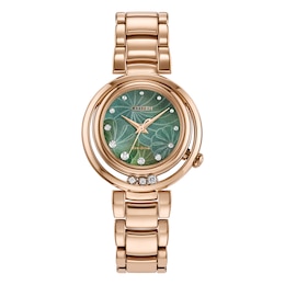 Citizen  Eco-Drive L Arcly Ladies' Green Mother Of Pearl Dial Rose Gold Tone Bracelet Watch
