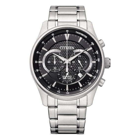 Citizen Mens Black Chronograph Dial Stainless Steel Bracelet