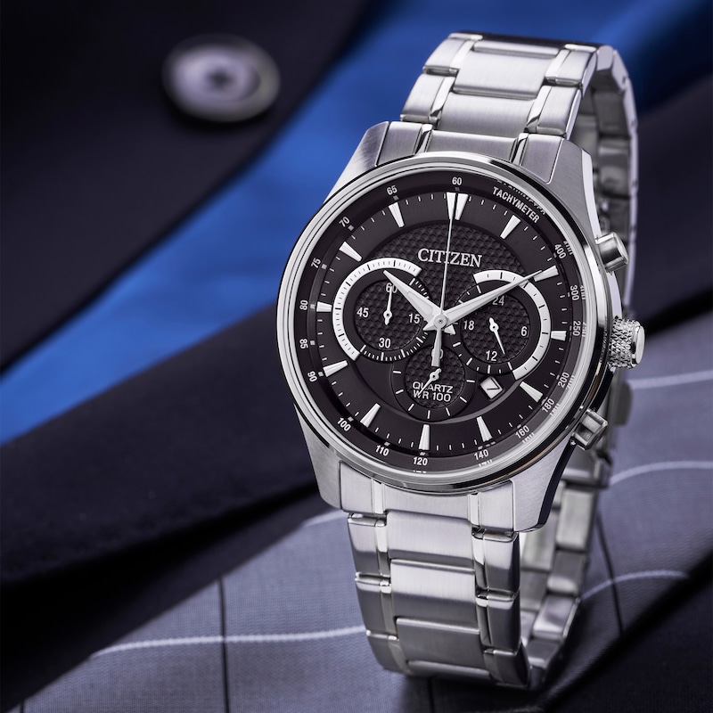 Main Image 4 of Citizen Men's Black Chronograph Dial Stainless Steel Bracelet Watch