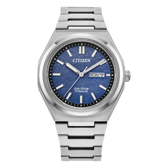 Citizen Eco-Drive Zenshin Super Titanium Men's Textured Blue Dial Bracelet Watch