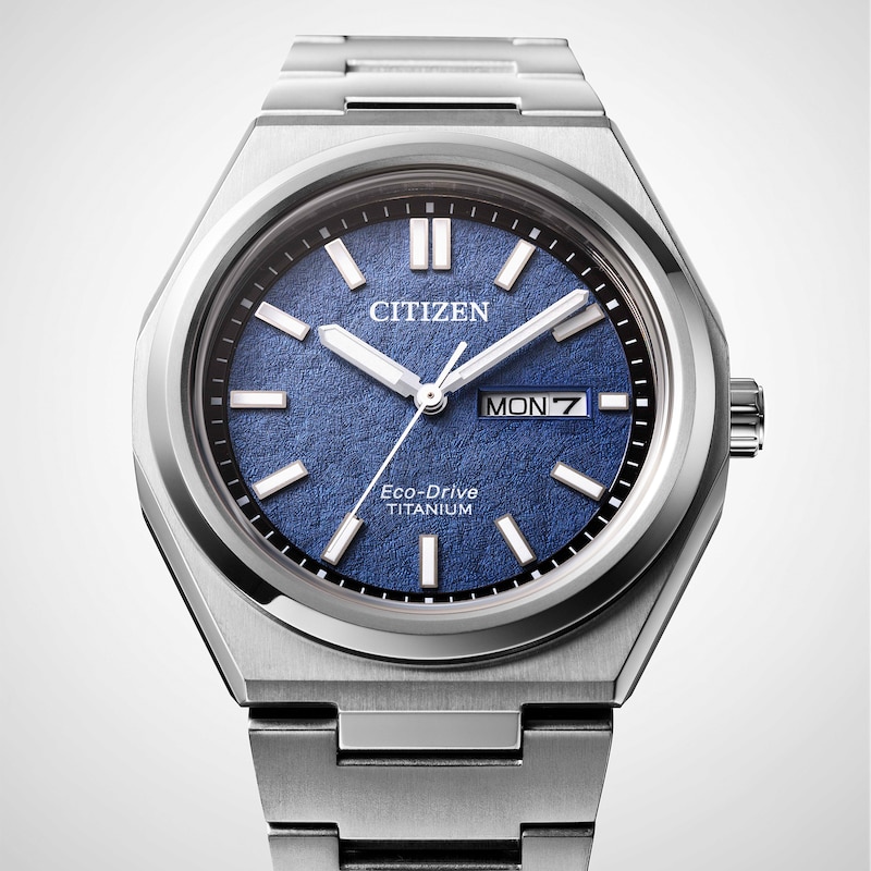 Main Image 4 of Citizen Eco-Drive Zenshin Super Titanium Men's Textured Blue Dial Bracelet Watch