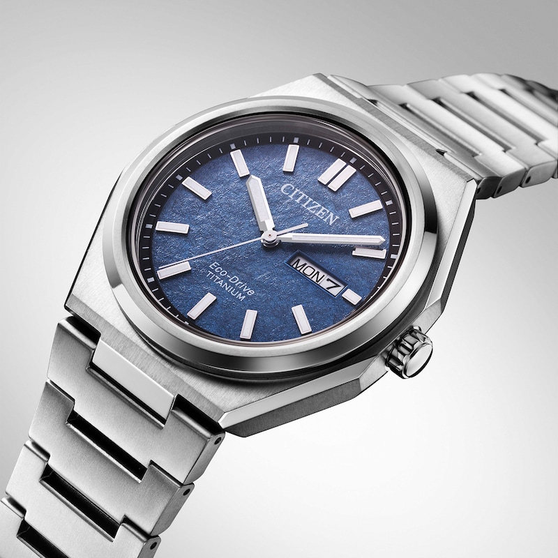 Main Image 5 of Citizen Eco-Drive Zenshin Super Titanium Men's Textured Blue Dial Bracelet Watch