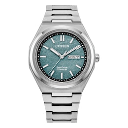 Citizen Eco-Drive Zenshin Super Titanium Men's Textured Green Dial Bracelet Watch