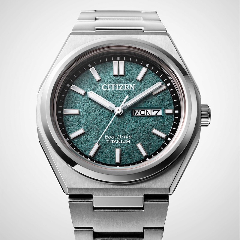 Main Image 4 of Citizen Eco-Drive Zenshin Super Titanium Men's Textured Green Dial Bracelet Watch
