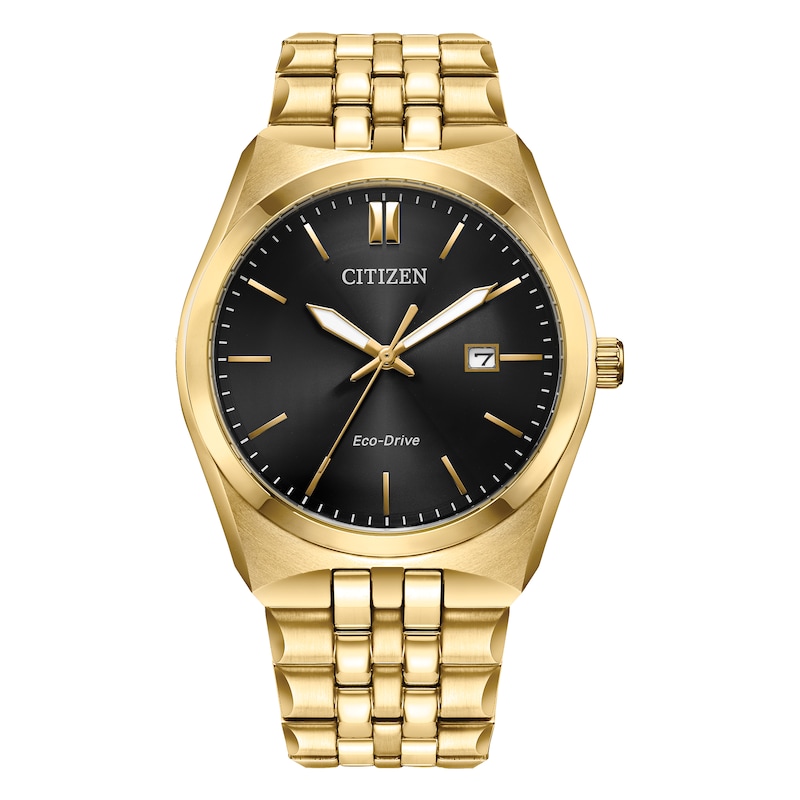 Main Image 1 of Citizen Eco-Drive Men's Black Dial Gold Tone Stainless Steel Bracelet Watch
