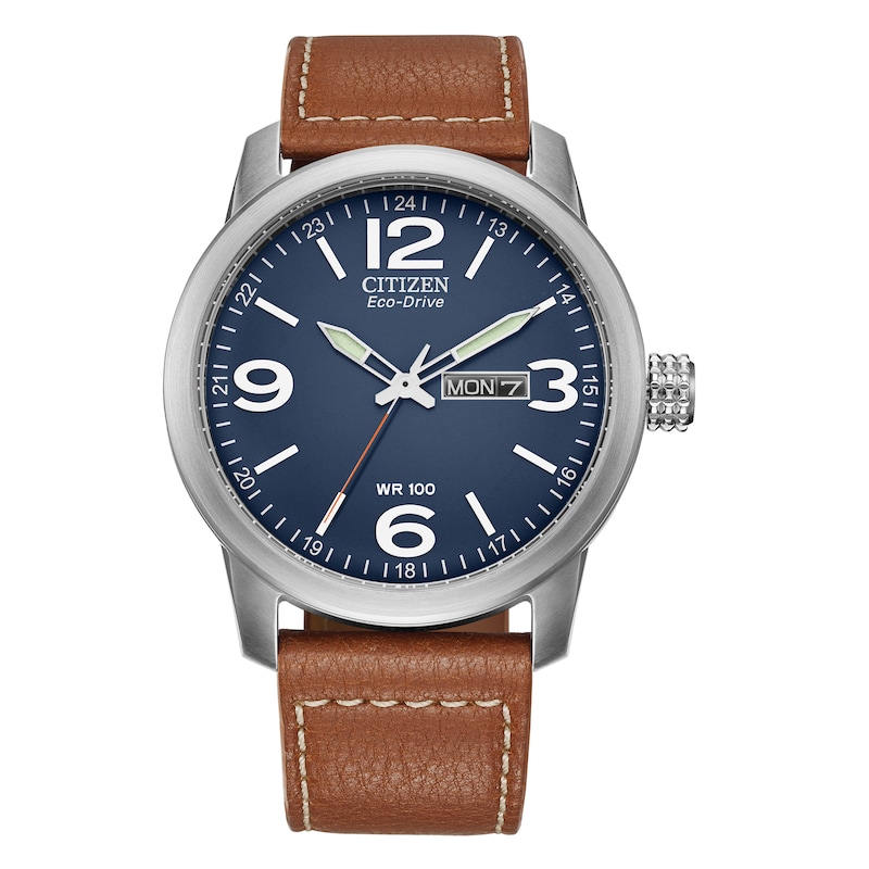 Main Image 1 of Citizen Eco-Drive Men's Blue Dial Brown Leather Strap Watch