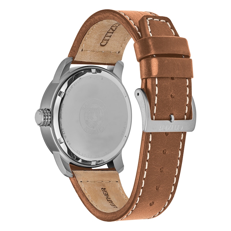Main Image 3 of Citizen Eco-Drive Men's Blue Dial Brown Leather Strap Watch