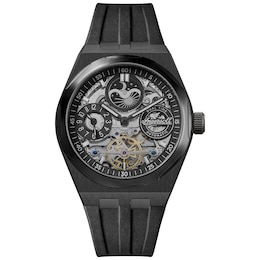 Ingersoll 1892 The Broadway Men's Automatic Black Skeleton Dial Black PU Strap Watch