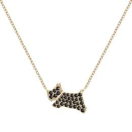 Radley 18ct Gold Plated Sterling Silver Black Stone Set Jumping Dog Pendant Necklace