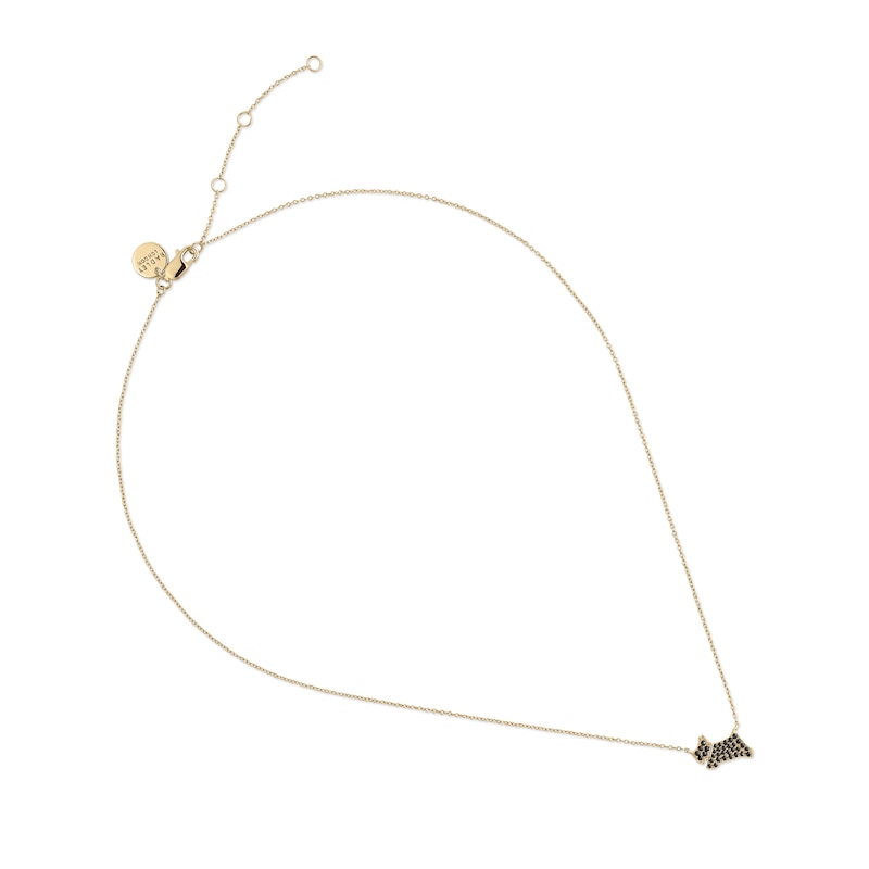 Main Image 2 of Radley 18ct Gold Plated Sterling Silver Black Stone Set Jumping Dog Pendant Necklace