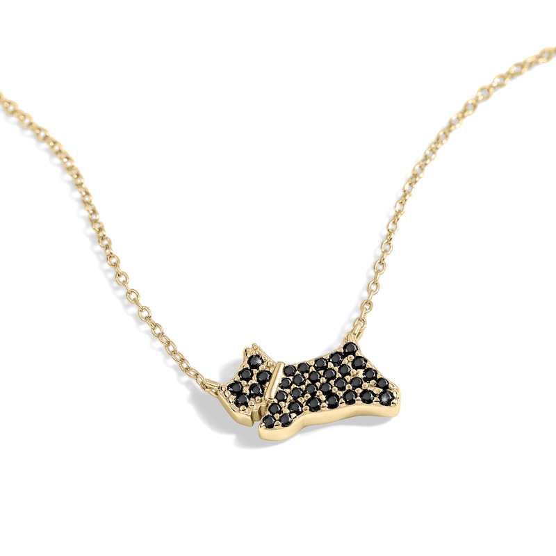 Main Image 3 of Radley 18ct Gold Plated Sterling Silver Black Stone Set Jumping Dog Pendant Necklace