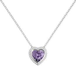 Radley Sterling Silver Purple Cubic Zirconia Heart Necklace
