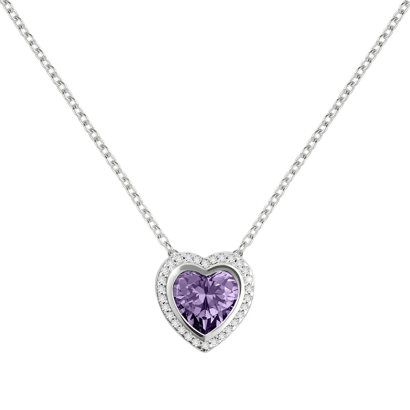 Main Image 1 of Radley Sterling Silver Purple Cubic Zirconia Heart Necklace