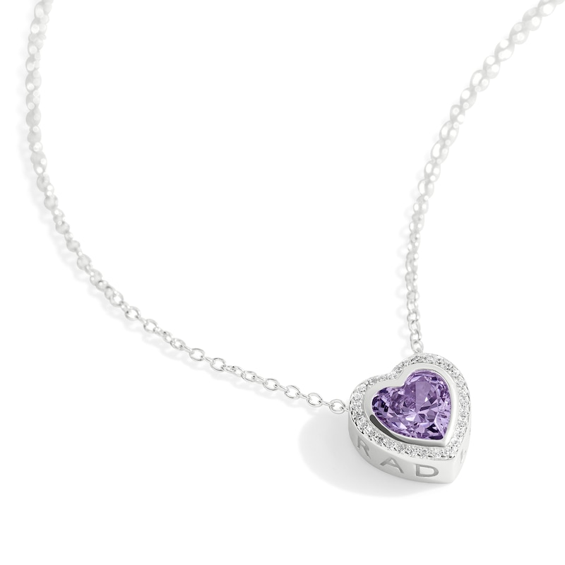 Main Image 3 of Radley Sterling Silver Purple Cubic Zirconia Heart Necklace