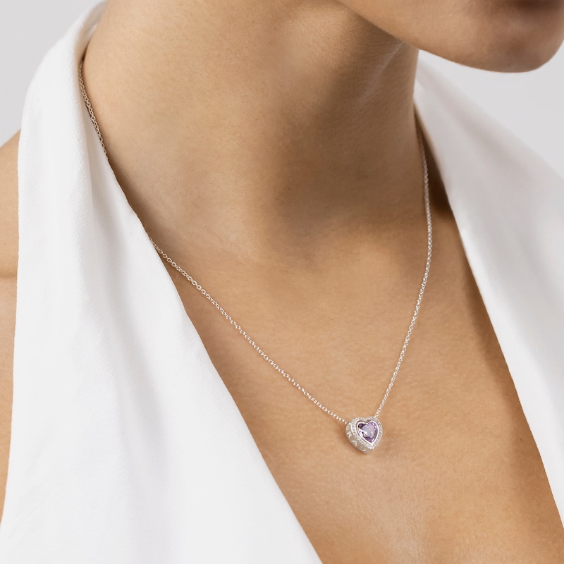 Main Image 4 of Radley Sterling Silver Purple Cubic Zirconia Heart Necklace