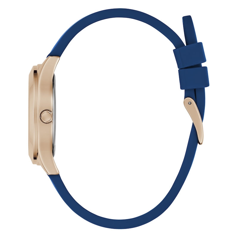 Main Image 2 of Guess Ladies' Rose Gold Tone Stone Set Blue Silicone Strap Watch