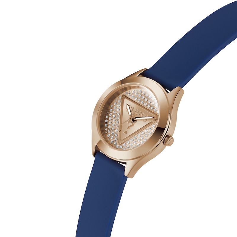 Main Image 4 of Guess Ladies' Rose Gold Tone Stone Set Blue Silicone Strap Watch