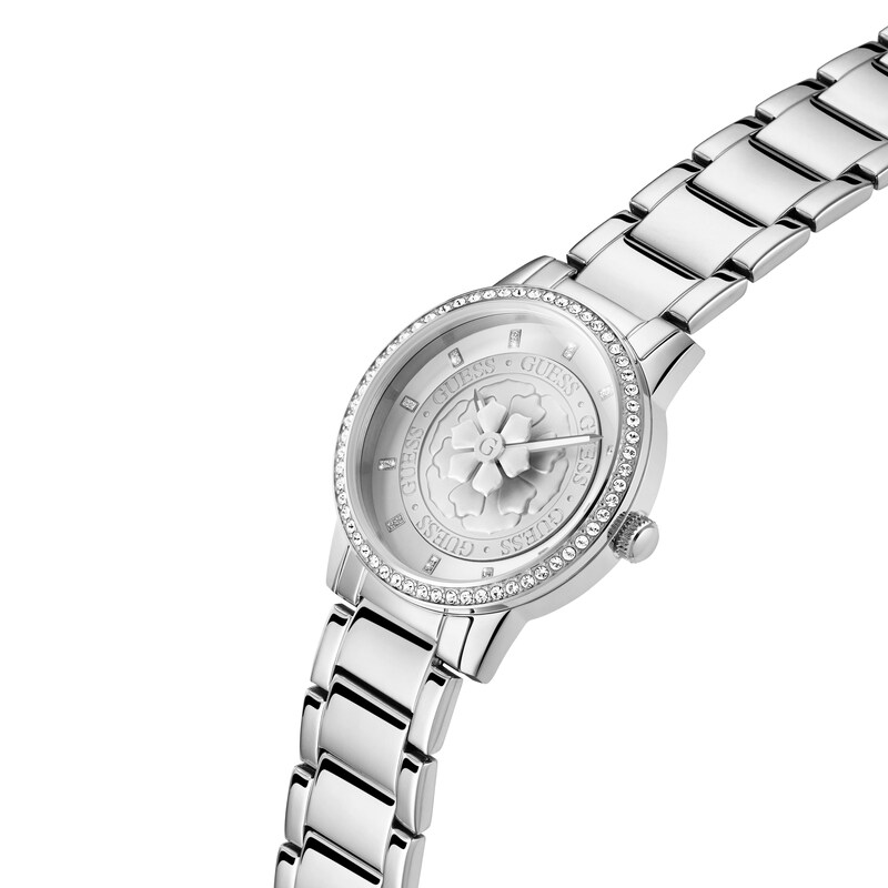 Main Image 4 of Guess Silver Flower Detail Stainless Steel Bracelet Watch