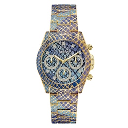 Guess Ladies' Stone Set Purple Snake Effect Bracelet Watch
