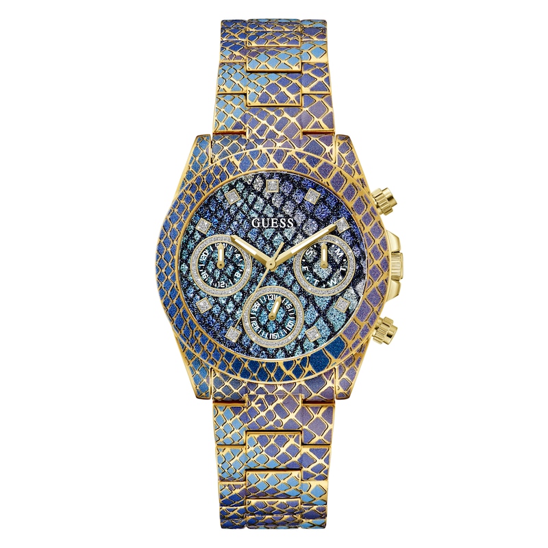Main Image 1 of Guess Ladies' Stone Set Purple Snake Effect Bracelet Watch