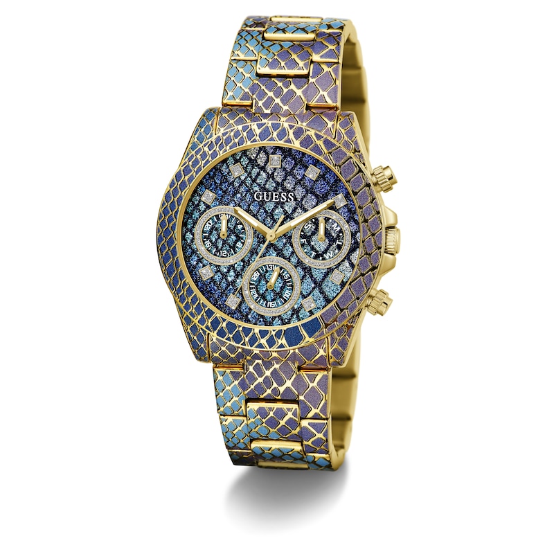 Main Image 5 of Guess Ladies' Stone Set Purple Snake Effect Bracelet Watch