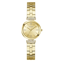 Guess Ladies' Stone Set Detail Gold Tone Bracelet Watch