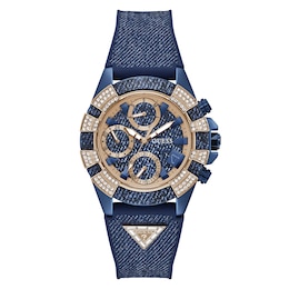 Guess 40th Edition Ladies' Denim & Rose Gold Tone Stone Set Watch