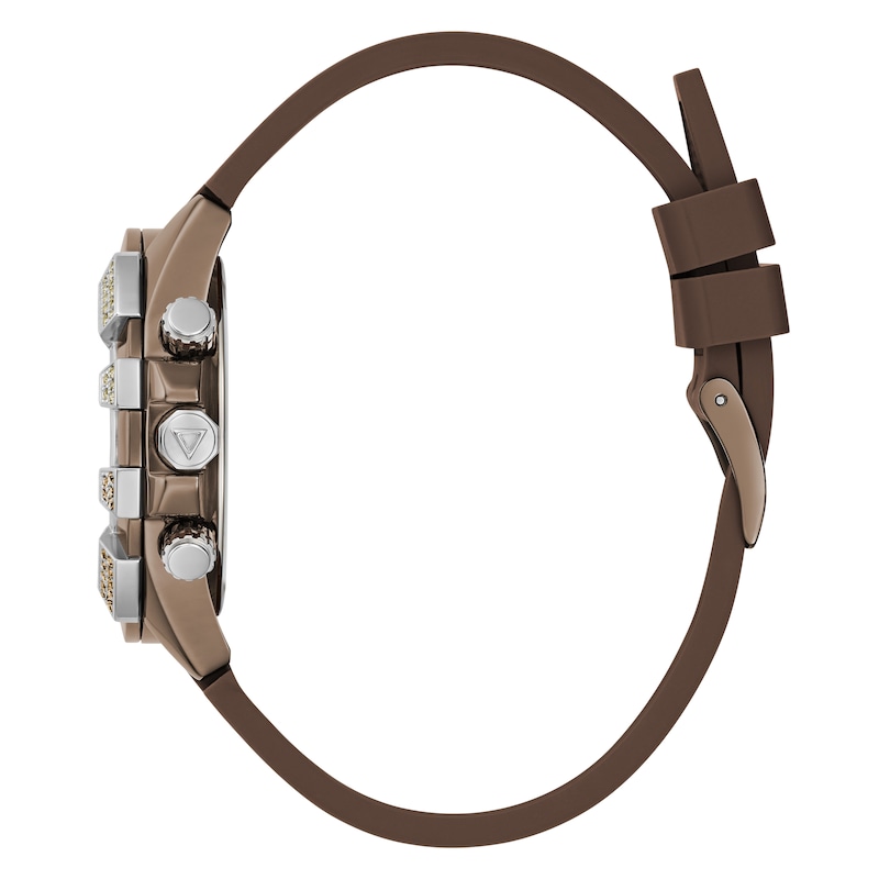 Main Image 2 of Guess 40th Edition Ladies' Brown Tone Stone Set Fabric Backed Silicone Strap Watch