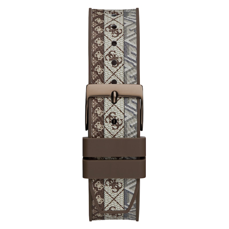 Main Image 3 of Guess 40th Edition Ladies' Brown Tone Stone Set Fabric Backed Silicone Strap Watch
