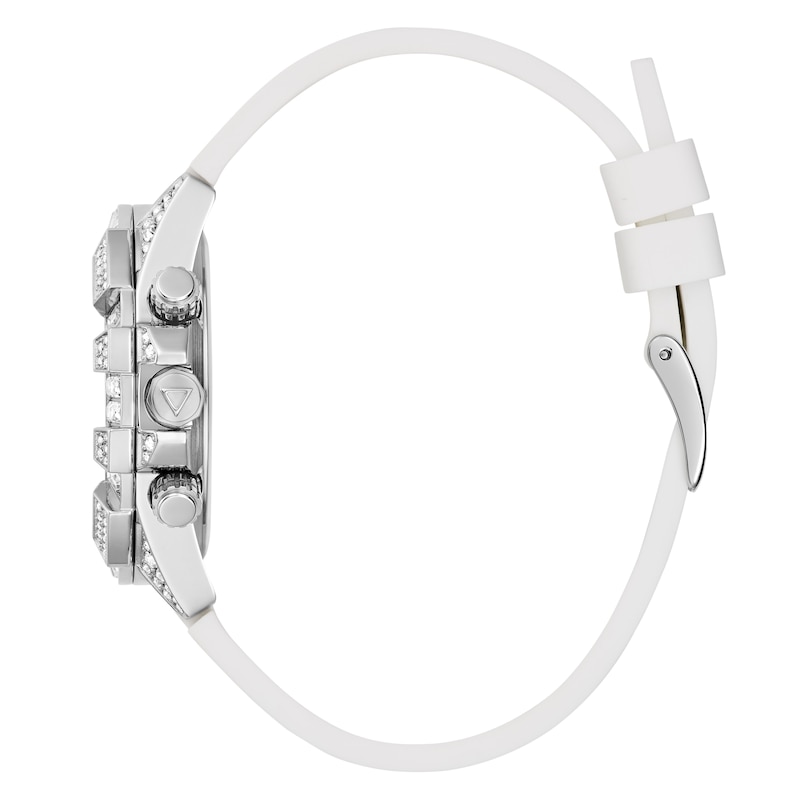 Main Image 2 of Guess 40th Edition Ladies' Stainless Steel Stone Set Fabric Backed Silicone Strap Watch