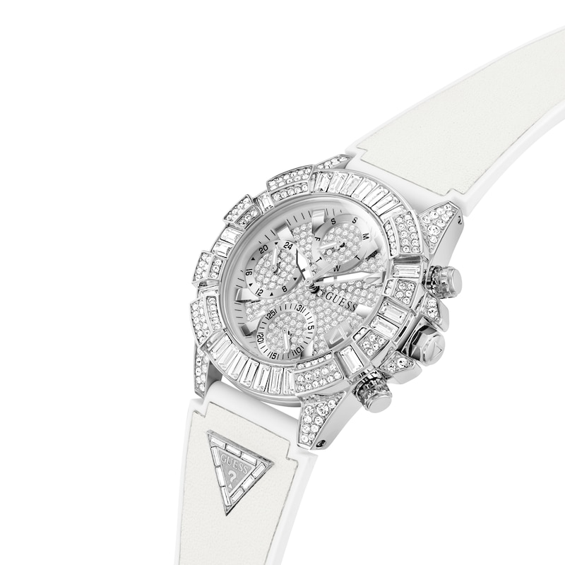Main Image 4 of Guess 40th Edition Ladies' Stainless Steel Stone Set Fabric Backed Silicone Strap Watch