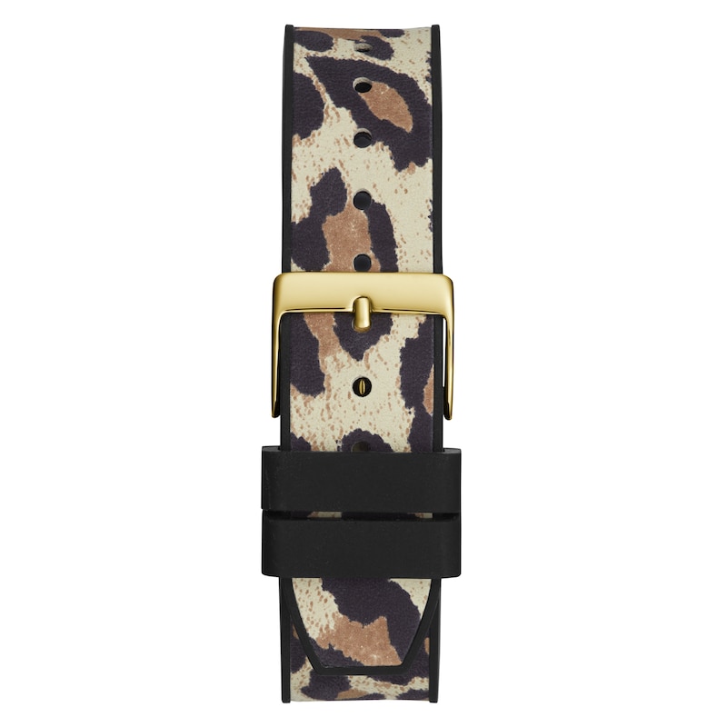 Main Image 3 of Guess 40th Edition Ladies' Gold Tone Stone Set Leopard Print Silicone Strap Watch