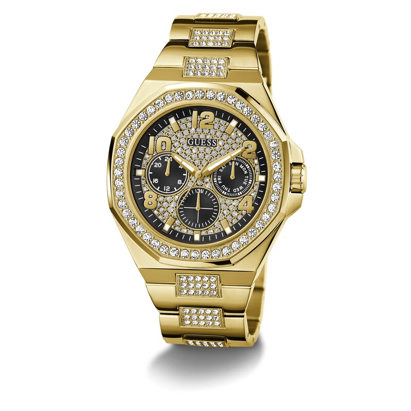 Main Image 5 of Guess Ladies' Stone Set Black Dial Yellow Tone Bracelet Watch