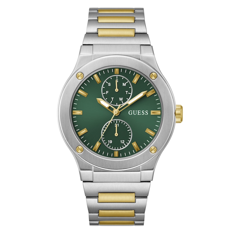 Main Image 1 of Guess Men's Green Dial Two Tone Bracelet Watch