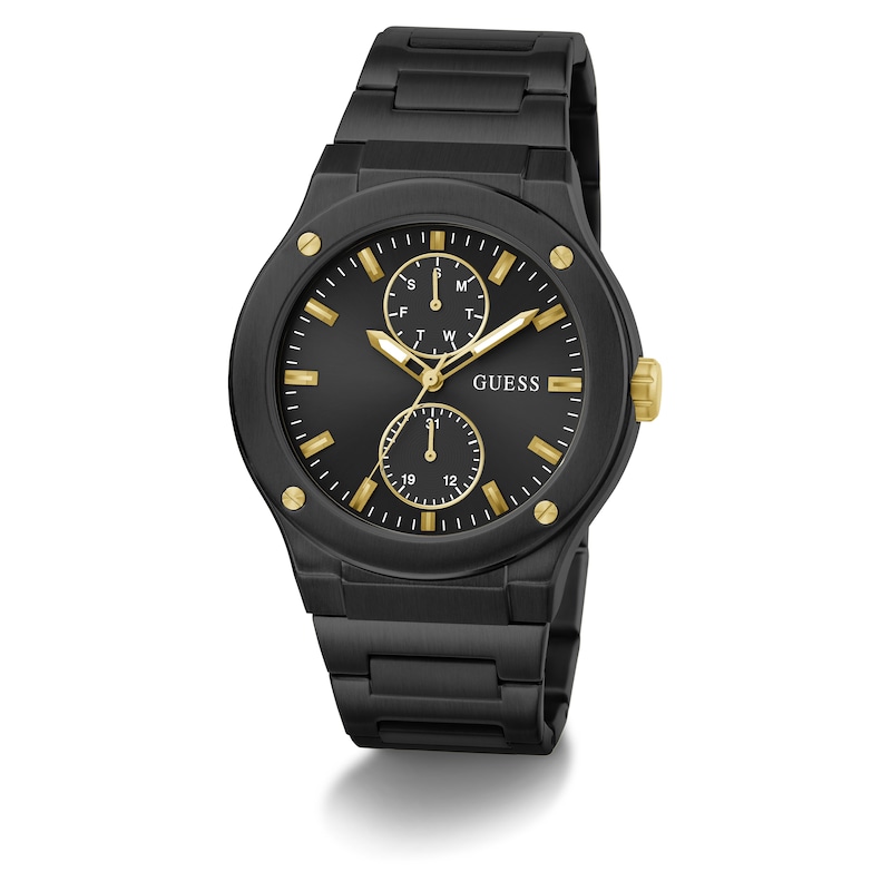 Main Image 5 of Guess Men's Gold Detail Black Tone Bracelet Watch