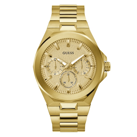 Guess Men's Gold Dial Gold Tone Bracelet Watch