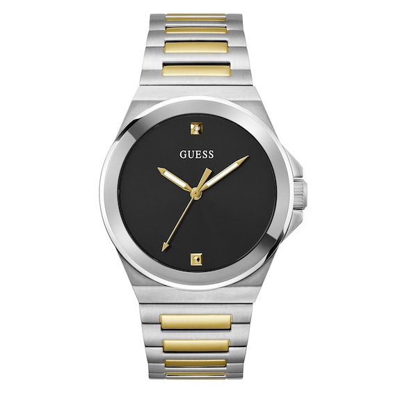Guess Ladies' Two Tone Black Stone Dial Bracelet Watch