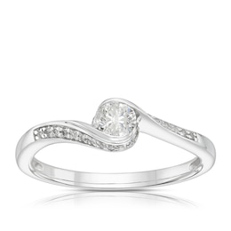 9ct White Gold 0.25ct Diamond Twist Solitaire Ring