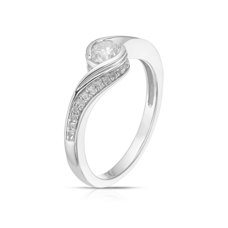 Main Image 2 of 9ct White Gold 0.33ct Diamond Twist Solitaire Ring