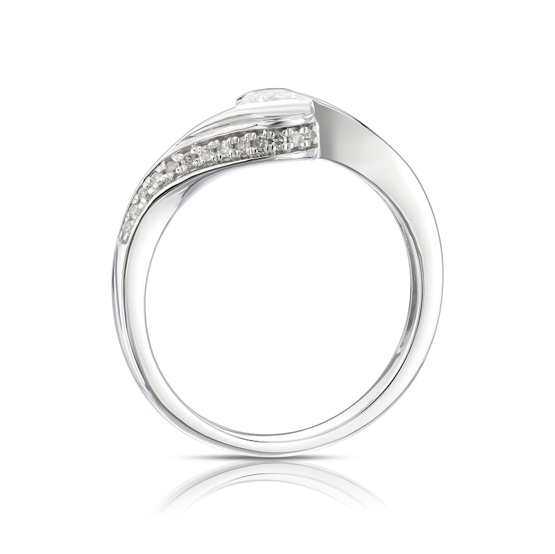 Main Image 3 of 9ct White Gold 0.33ct Diamond Twist Solitaire Ring