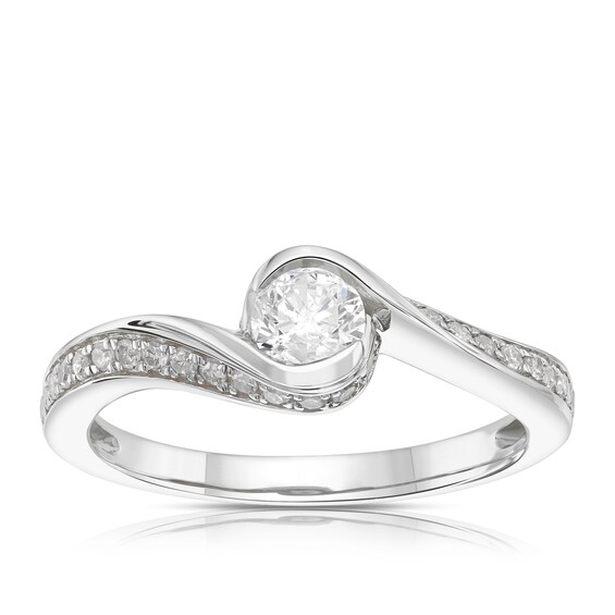 9ct White Gold 0.50ct Diamond Twist Solitaire Ring