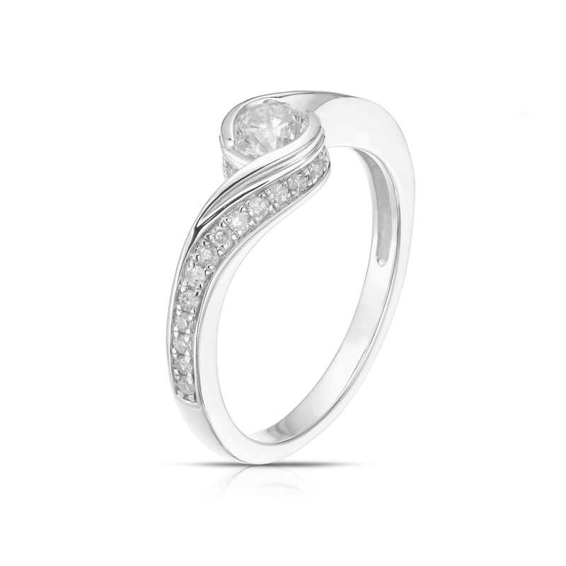 Main Image 2 of 9ct White Gold 0.50ct Diamond Twist Solitaire Ring