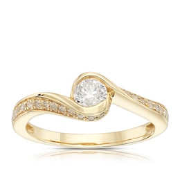 9ct Yellow Gold 0.50ct Diamond Twist Solitaire Ring